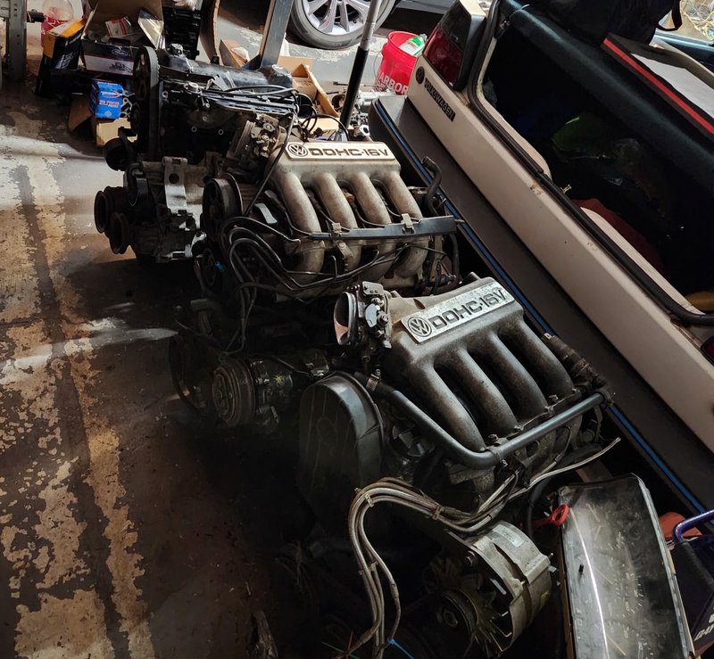 Two VW 9A 16v engine blocks side by side